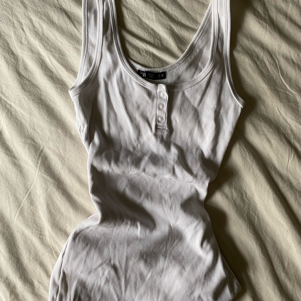 White Ribbed Tank Top Zara